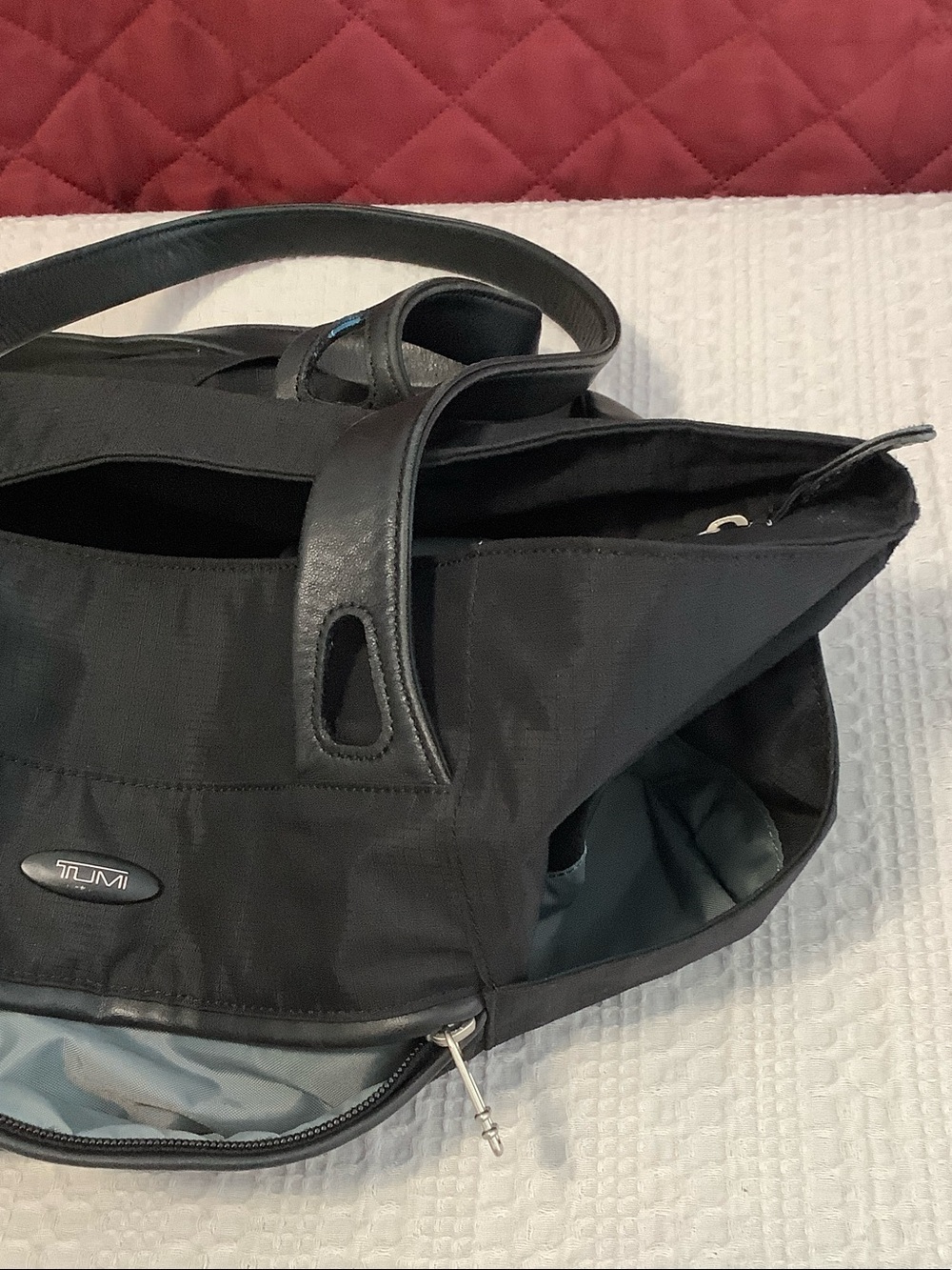 Tumi Black Nylon Tote with Leather Handles - Picture 9 of 13